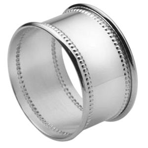 Anillo para Servilletas Plateado con Detalle de Borde con Cuentas, Elegante Decoración de Mesa de Acero Inoxidable para Bodas, Fiestas y Cenas Elegantes - Product Image 1