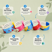 Bracelet d'identification pour enfants, réglable, étanche, anti-perte, inscriptible, pour la sécurité des enfants