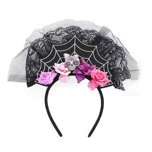 Disfraz de Halloween con Falda de Calavera, Guantes de Esqueleto y Diadema de Malla con Arañas, Disponible en MS - Product Image 4