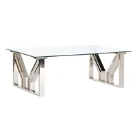 Table basse en acier et verre 130x70x45 finition chromée