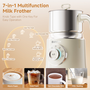 Mousseur à lait électrique 7-en-1 1,2 L, machine à mousse chaude et froide automatique, mousseur vapeur 600W, fouet magnétique, carafe en acier inoxydable détachable, pour latte - Product Image 3