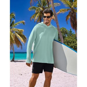 Haut de protection solaire UPF 50+ à manches longues pour homme, avec capuche, anti-UV, pour la pêche, la course, la natation et la randonnée - Product Image 2