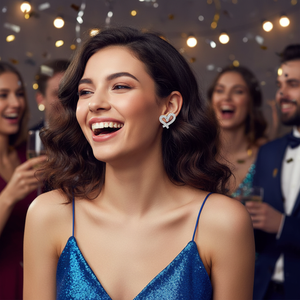 Biojoux Tendance Boucles d'oreilles clous en acier inoxydable 11 mm avec strass en cristal en forme de cœur amusant pour femmes, hypoallergéniques, pour fêtes - Product Image 3