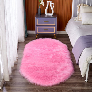 Alfombra de Felpa de Color Borgoña Sólido, Forma Ovalada, Lavable a Máquina, para Dormitorio, Sala de Estar, Alfombra Decorativa - Product Image 2