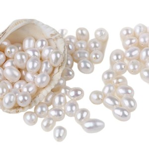 Perles d'eau douce de forme de riz blanches de 6-7 mm, perles naturelles en vrac pour la fabrication de bijoux - Product Image 5