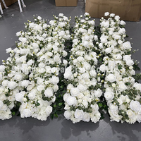Coureur de fleurs rose personnalisé 2 mètres rangée de fleurs blanches toile de fond murale rose pour décoration de mariage