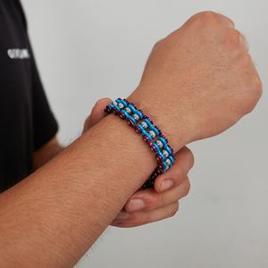 Pulsera de Cadena de Bicicleta de Acero Inoxidable 316L, Azul y Morado, Dos Tonos, Cierre de Caja, Joyería Impermeable para Motociclistas, Hombres y Mujeres - Product Image 4