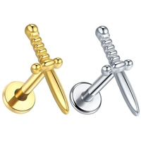 Set de Piercings de Titanio G23 con Zirconia en Forma de Flor, Chapado en Oro/Plata, para Cartílago, Tragus, Hélix, Labret, 16G, para Lóbulo de la Oreja, Daith, Oreja y Labio