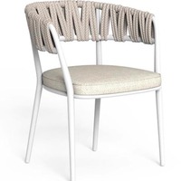 Chaise de patio extérieure moderne minimaliste en corde tressée à la main, structure en aluminium moulé, imperméable et respirante, ensemble de meubles de jardin
