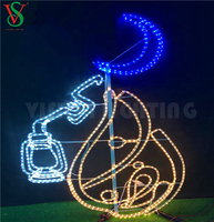 Decoración de Ramadán con motivo 2D, luna creciente iluminada con luz LED de cuerda