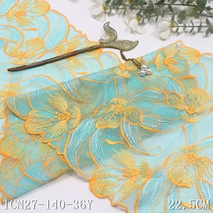 <span class=keywords><strong>2025</strong></span> hoa màu xanh căng lưới Vải Thêu Ren TRIM 22cm lớn hoa mềm đầy màu sắc ren váy cho phụ nữ sexy đồ lót - Product Image 5