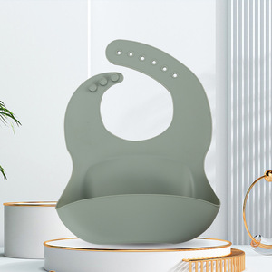 Bavaglino in Silicone Personalizzabile di Alta Qualità per Neonati, Bavaglini in Mussola di Design con Raccogli-Salatini, Servizio OEM Disponibile - Product Image 2