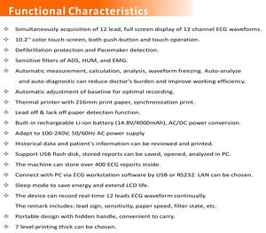 Instrumen dokter hewan genggam <span class=keywords><strong>ECG</strong></span>/EKG Digital 12 kanal, mesin 12 Lead layar sentuh warna 10.2 inci isi ulang anjing - Product Image 5