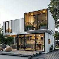 2 étages-Maisons préfabriquées Maison de luxe préfabriquée en duplex avec conteneur de 2 étages et 1 chambre à coucher avec articles d'inventaire