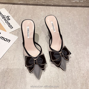 Women's Mesh Baotou Bow Half Slippers High Heels 2025 Summer New Fashion Stiletto Heel All-match Slippers for Outer Wear - Product Image 6