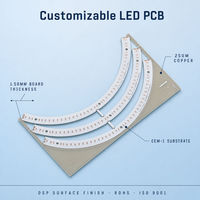 Carte de circuit imprimé rétroéclairée par LED CEM-1 personnalisée, à trois bandes en arc, pour l'éclairage