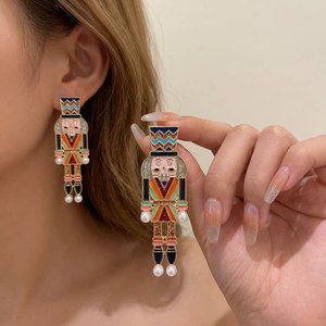Boucles d'oreilles fantaisie Resoul, style rétro, en émail, longues, vintage, tendance, bijoux fantaisie pour femmes - Product Image 1