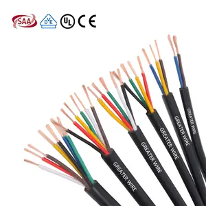 Multi konduktor 2C + E 3C 4C 5C kawat tembaga PVC berinsulasi 6mm 10mm2 kabel fleksibel Multi Core RVV 4*0,5 mm2