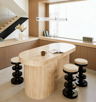 Tabouret de bar rétro moderne avec base en bois massif et coussin rembourré pour îlot de cuisine, maison, villa, hôtel, vente en gros