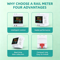 Meter Energi Multifungsi Satu Fasa DIN Rail dengan LCD Warna, Voltmeter AC, Amperemeter, Faktor Daya, dan Pengukur kWh untuk Sistem Tenaga Surya