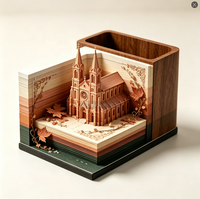 Bloc-notes 3D découpé au laser GoTop avec motif Big Ben, art papier artisanal, décoration de bureau haut de gamme, cadeau