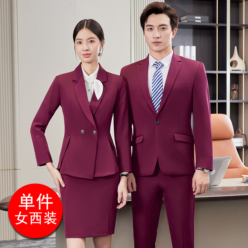 Women's burgundy suit