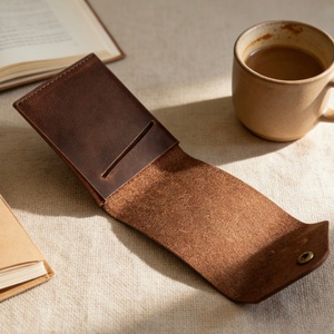 <b>Large</b> Capacity Multi-Card Slot Unisex Wallet with Key <b>Ring</b> Button Closure Short Size Open Design Coin Purse - Product Image 4