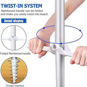 Sombrilla de Playa Plegable Portátil de 6.5 pies, con Tres Secciones Telescópicas, Anclaje para Arena, Protección Solar para Exteriores, Moderna - Product Image 3