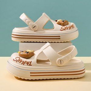 Crocs à semelles épaisses pour femmes, blanc, rose, design de dessin animé, EVA, antidérapant, pantoufles de plage d'été, taille 35 40 - Product Image 3
