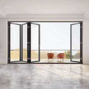 Entrée italienne Miroir de porte extérieur surdimensionné Accordéon coulissant en verre pliable moderne pour devantures de magasins résidentiels - Product Image 2