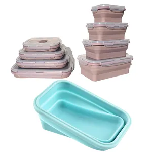 Du Lịch Gấp Lưu Trữ Thực Phẩm Container Di Động Cho Dã Ngoại Ngoài Trời Silicone Chịu Nhiệt Bento Sinh Viên Văn Phòng Công Nhân Hộp Cơm Trưa