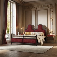 Lit double américain rétro moderne simple 1.8 mètres lumière luxe panneau solide chambre principale lit de mariage 1.5 mètres vieux Paris