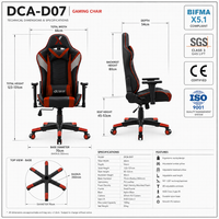 Chaise de jeu avec appui-tête réglable et coussin lombaire, capacité de charge de 150 kg, chaise de style racing BIFMA X5.1 pour les joueurs