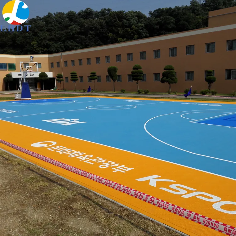 Sport Court Interlocking Floor PP Plastic Linghan Sports Polypropylene Suspended Indoor Outdoor Simple Color Modern Decking DIY