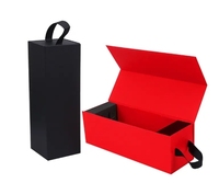 Boîte à vin pliable en gros pour une bouteille, emballage plat en carton, boîte cadeau avec fermeture magnétique, logo personnalisé