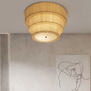 Lámpara de Techo Redonda de Estilo Japonés Wabi Sabi, LED, de Tela, Moderna, para Sala de Estar, Dormitorio, Estudio, de Montaje Superficial - Product Image 5