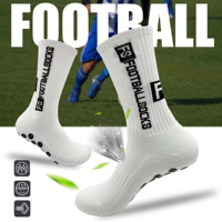 Chaussettes de football personnalisées OEM, chaussettes en coton jacquard tricotées épaisses pour adultes, antidérapantes, chaussettes de football personnalisées pour hommes