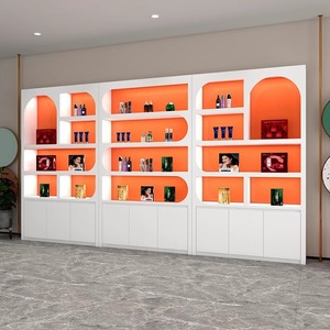 Étagère murale moderne rétroéclairée pour présentoir de cosmétiques, gondole de vente au détail, vitrine arquée pour magasin et salon - Product Image 3