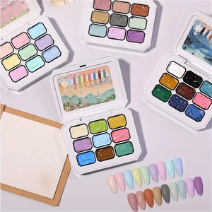 1pc Solid Color Nail Polish Glue 9-grid Color Painting Glue High Saturation Thick Gradient Patting Glue Nail Art Creation 3D DIY - Product Image 2