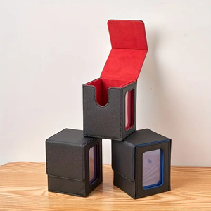 Boîte <span class=keywords><strong>de</strong></span> pont en cuir PU <span class=keywords><strong>de</strong></span> style moderne et écologique avec fonction <span class=keywords><strong>de</strong></span> retournement <span class=keywords><strong>de</strong></span> <span class=keywords><strong>jeu</strong></span> magnétique <span class=keywords><strong>100</strong></span> + porte-cartes pour logo personnalisable TCG - Product Image 3