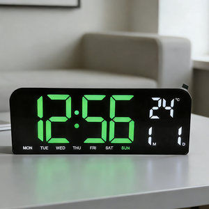 Réveil <span class=keywords><strong>numérique</strong></span> de bureau mural, grand écran LED, affichage de la <span class=keywords><strong>date</strong></span>, du <span class=keywords><strong>jour</strong></span> et du temps, veilleuses, température, minuterie, chambre à coucher, bureau, <span class=keywords><strong>horloge</strong></span> <span class=keywords><strong>numérique</strong></span> - Product Image 1
