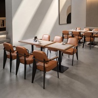 Ensemble de meubles de restaurant en bois massif moderne, table et chaises à structure métallique pour café, bistrot