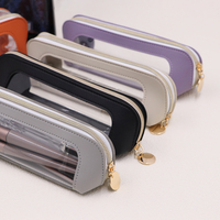Tas Kosmetik Portabel, Tempat Pensil Transparan dengan Ritsleting untuk Pelajar