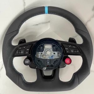 Conjunto deportivo de <span class=keywords><strong>volante</strong></span> de fondo plano de cuero totalmente perforado adecuado para Audi A1 A3 A4 A5 A6 A7 Q3 Q5 Q7 Plug and <span class=keywords><strong>Play</strong></span> - Product Image 1