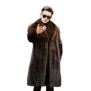Cappotto in Ecopelle <span class=keywords><strong>da</strong></span> <span class=keywords><strong>Uomo</strong></span>, Finta Pelliccia di <span class=keywords><strong>Visone</strong></span>, Stile Casual Business, Lungo e Caldo - Product Image 3