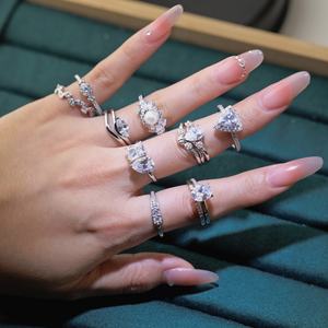 Nuevo Anillo de Compromiso de Lujo para Mujer con Circonita Cúbica, Plata de Ley 925 con Baño de Rodio, para Aniversario o Fiesta - Product Image 1