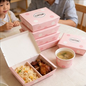 Takeaway Fast Food Greaseproof 3 Compartment Disposable Food Container Paper <b>Packaging</b> Box with Logo Eco Friendly OEM ODM - Product Image 1