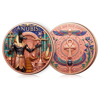 Pièce commémorative en cuivre fin de 5 oz sur le thème des dieux égyptiens, mythologie égyptienne, pièce de collection colorée de 5 oz en cuivre dans une capsule