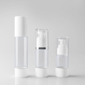 Transparent Vacuum Bottle 15ml 30ml 50ml With Silver Trim Cosmetic Lotion Dispenser For Face Cream Moisturizer - Product Image 1
