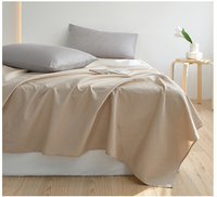 Parure de draps en coton 300 fils/cm² 40S, couleur unie, douce, respirante, adaptée à toutes les saisons, respectueuse de la peau, pour la maison, l'hôtel, le dortoir